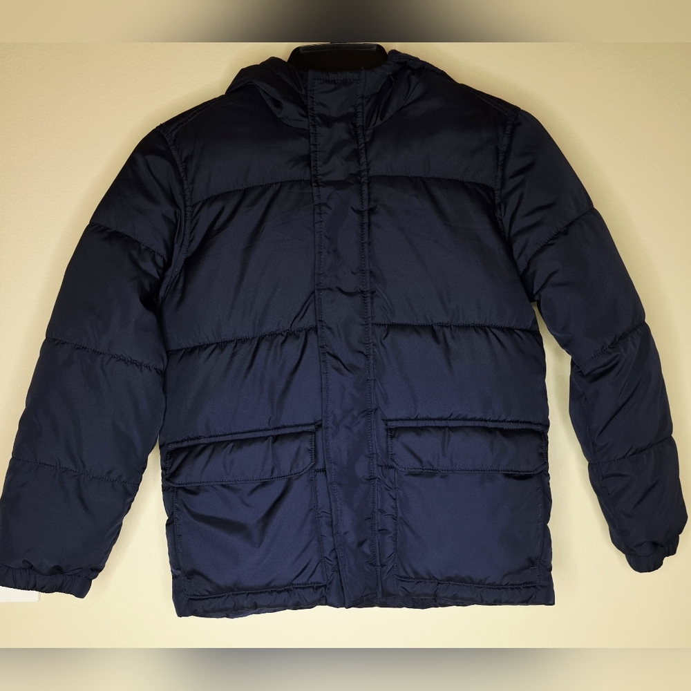 Old Navy Kids Navy Blue Full Zip Hooded Puffer Jacket Size M